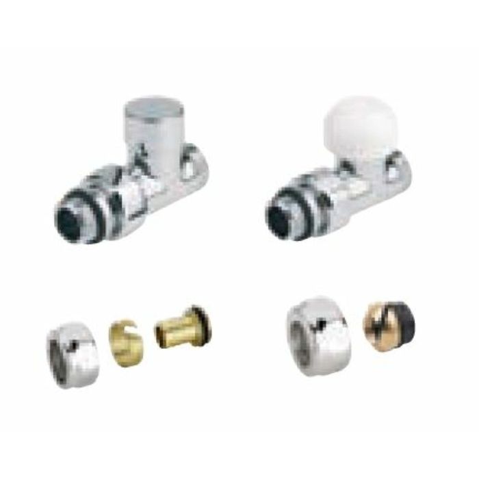 Kit de raccordement sèche-serviettes coudé thermostatique chrome